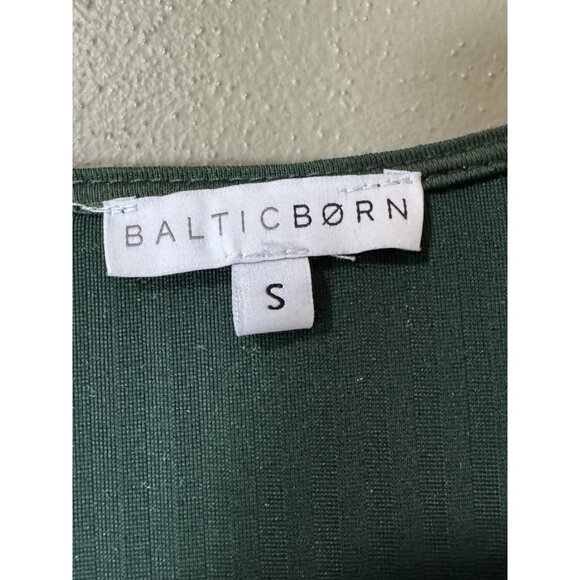 Baltic Born Emerald Green Striped Velvet Velour Wrap Dress Women Size Small - Picture 3 of 11